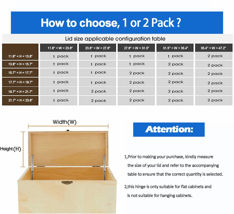 2 Pack | Toys Box Hinges Soft Close - HBL’ Lid Support Hinges Chest Hinges for Wooden Toy Box, Cedar, Storage Trunk & Benches, Made of Zinc Alloy, Safety & Heavy Duty. 2 Pack