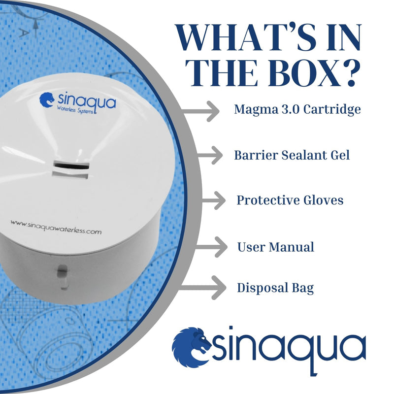 Waterless Magma 3.0 Waterless Urinal Cartridge, Compatible With Falcon, Sloan, Ideal Standard I Includes Cartridge, Disposal Bag, Barrier Sealant Gel, User Manual, Protective Gloves