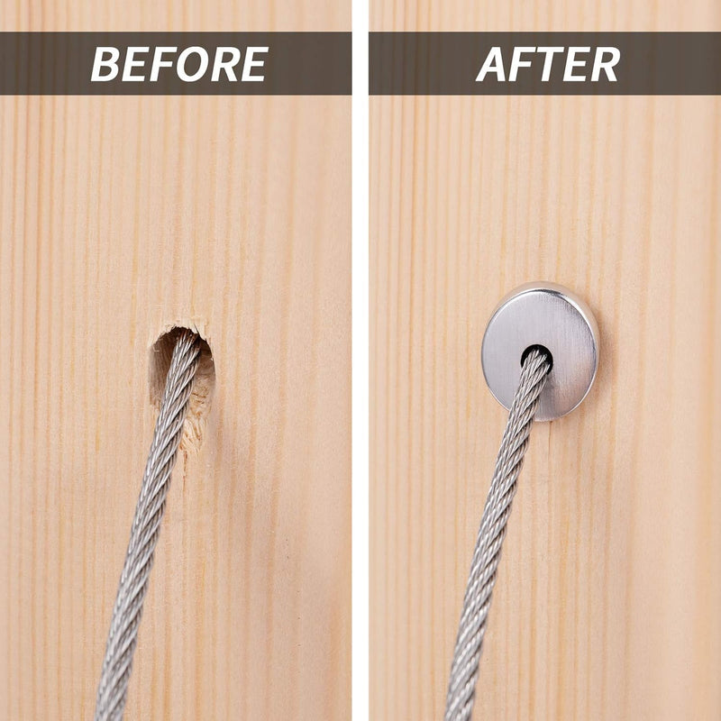 Steel DN Mate 80 Pack T316 Stainless Steel Cable Protector 30 Degree Angle Beveled Protector Sleeves, Protector Sleeve for 1/8 Cable Railing Hardware with a Drill Bit, Stair Railing Kit for Wood Post Silver