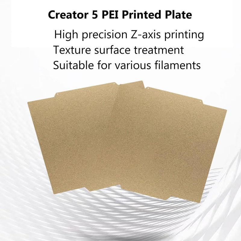 for Creator 5/Creator 5 Pro Cold Build Plate No Heating No Glue Platform | Textured Cool Print Bed Sheet,Double Sided PEI, 3D Printer hotbed, Flexible Removable Spring Steel Heated Mat,for FLASHFORGE For Creator 5