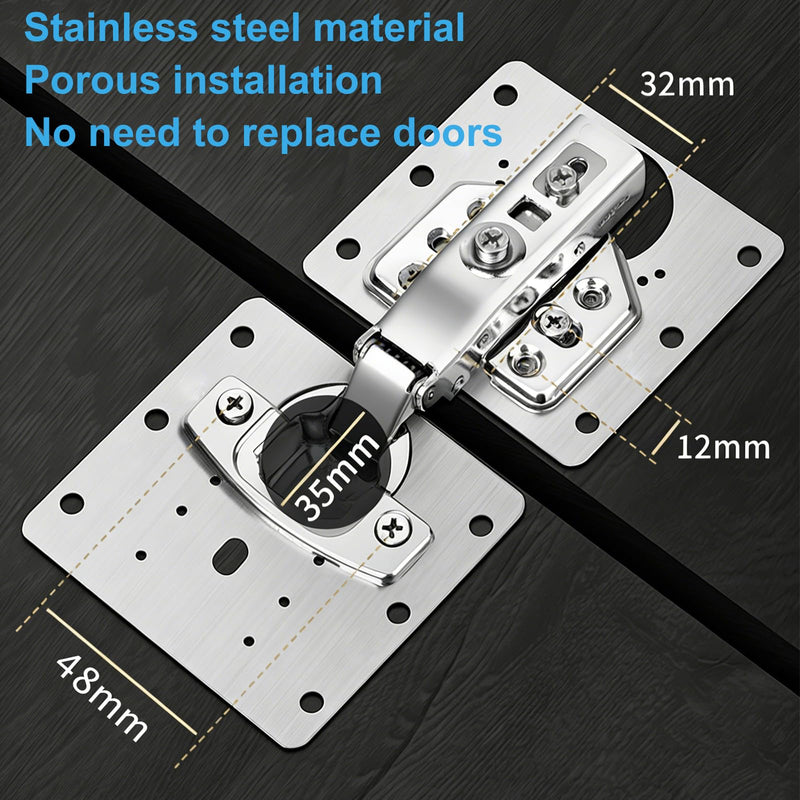 Cabinet Hinges-2Pack 180 Degree Lazy Susan Cabinet Door Hinge Frameless﻿(Full Overlay) Stainless Soft Close Cabinet Door Hinges with Mounting Screws and Repair Plate