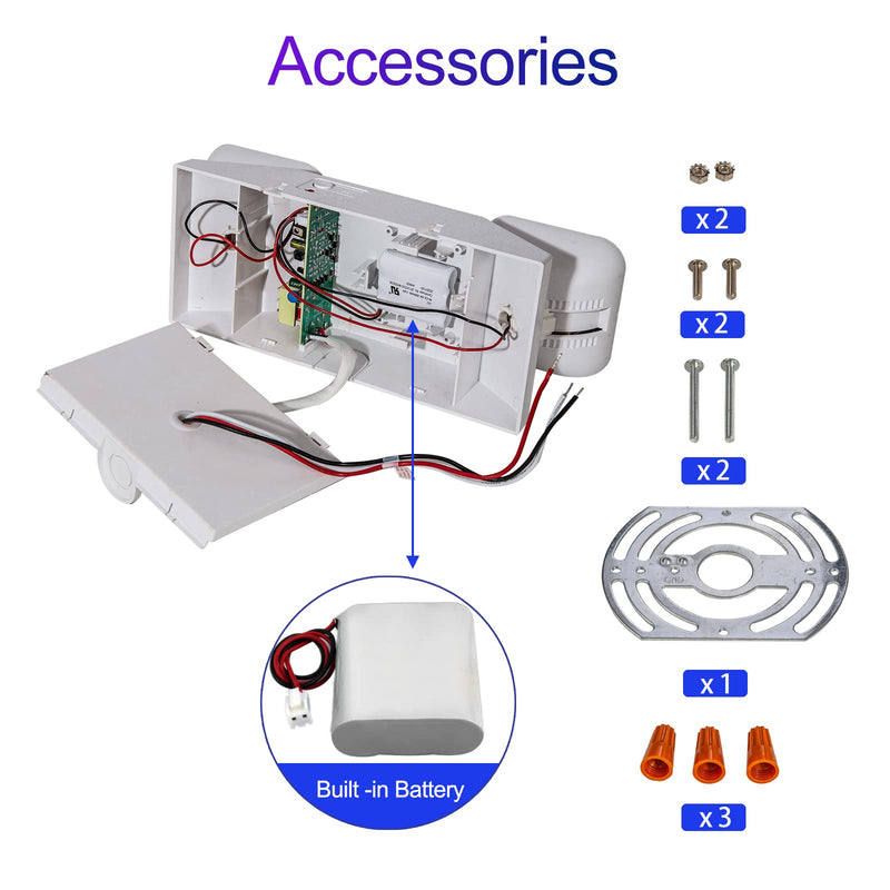GZRUIYANG Emergency Lights with Battery Backup, LED Commercial Emergency Lighting Fixtures Two Head Adjustable, UL 924 Certified, Hardwired Emergency Exit Light for Business - 1 Pack(White) White