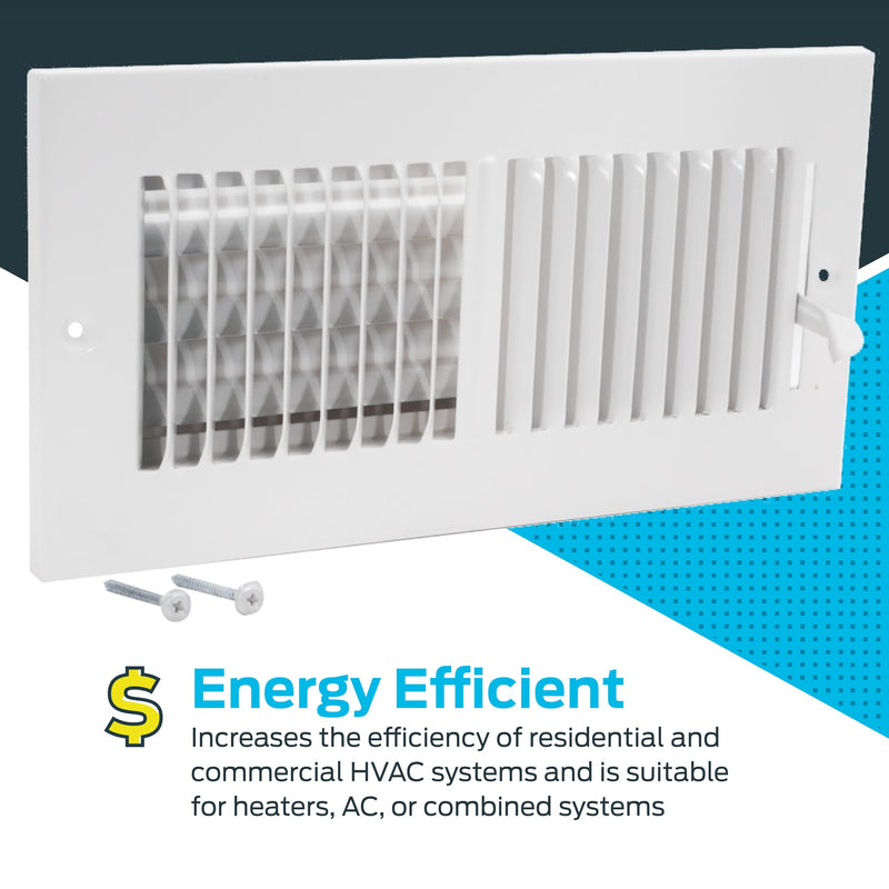 EZ-FLO 10 x 4 Inch (Duct Opening) White Air Vent Cover for Wall or Ceiling, Two-Way Ventilation Register, 11-3/4 Inch x 5-3/4 Inch (Overall Dimensions), Solid Steel HVAC Cover, 61609 10 in. x 4 in. - NewNest Australia