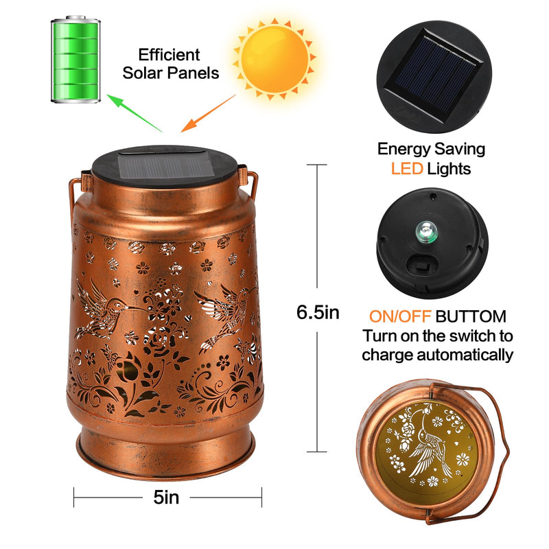 Hummingbird Solar Lanterns Outdoor Waterproof Garden Decor, Metal LED Garden Light,for Yard, Patio, Lawn, Tabletop, Pathway, Landscape,Walkway, Terrace, Balcony as Gifts for Mom Grandma Women… Style_Hummingbird