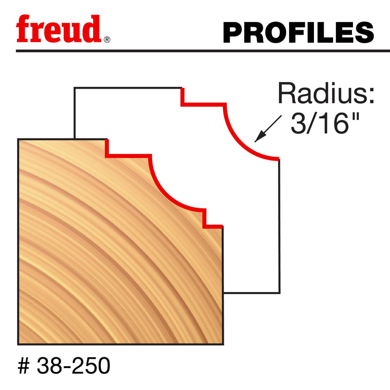 Freud 38-250: 3/16" Radius Classical Cove Bit with 1/4" Shank