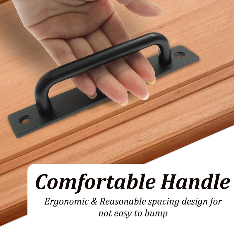 2 Pack Sliding Barn Door Handle, 5.9 Inch Gate Door Handle, Aluminium Alloy Door Pull Handle for Sliding Barn Door Gate Cabinet Closet Drawer Garage Shed, Black 5.9 Inches