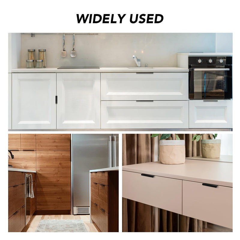 Ravinte 6 Pack Finger Pulls for Cabinets 80mm/3.15" Length Black Edge Pulls Matte Black Finger Cabinet Pulls Concealed Handles for Kitchen Drawer Finger Edge Pull Tab Handle 80mm/3.15" Overall Length