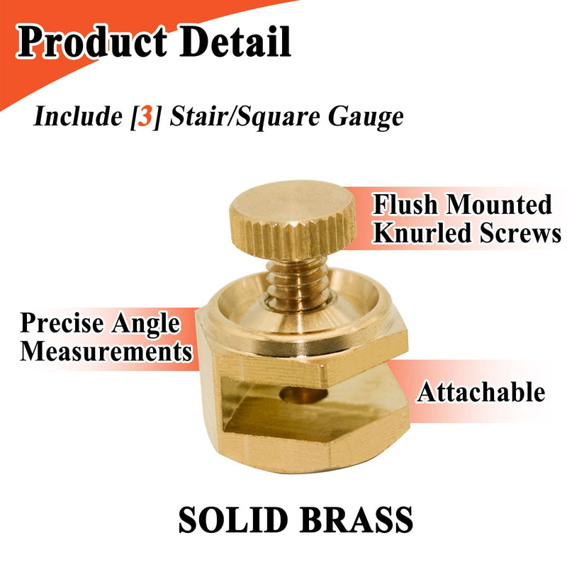 3Pcs 405 Stair and Square Gauge Set, Measurement Reference Tool, Brass