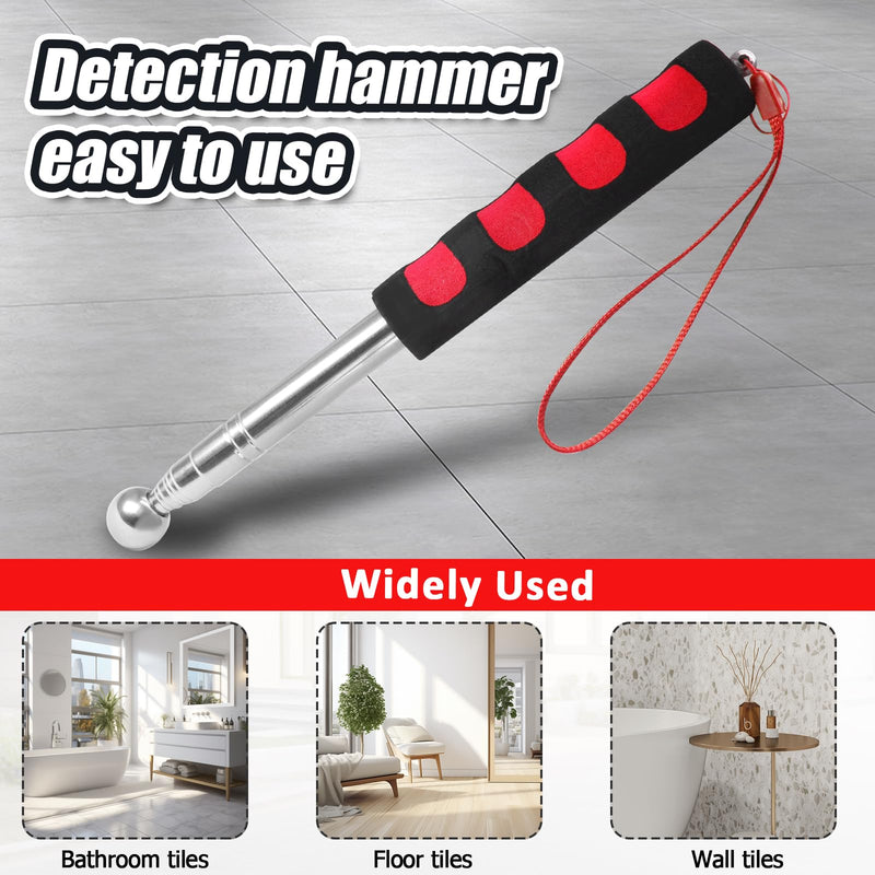 Litoexpe 115cm Hollowing Drum Hammer Sound Detection Folding Stick, Thickened Telescopic Rod for House Decoration Inspection (Red) Red