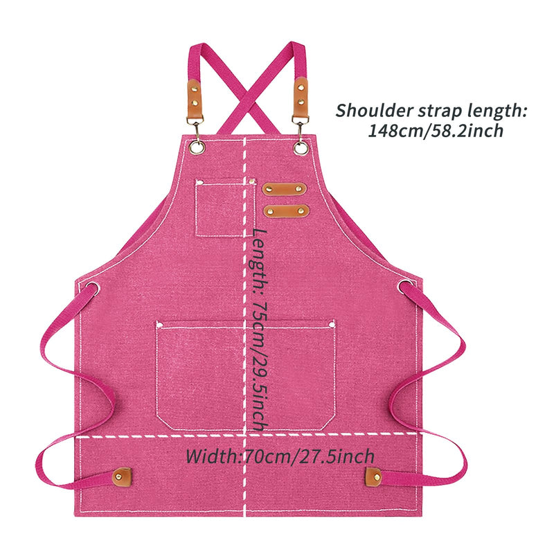 Nanxson Chef Apron Cross Back Work Apron with Tool Pockets Adjustable Shop Apron for Men Women CF3174 One Size Pink - NewNest Australia