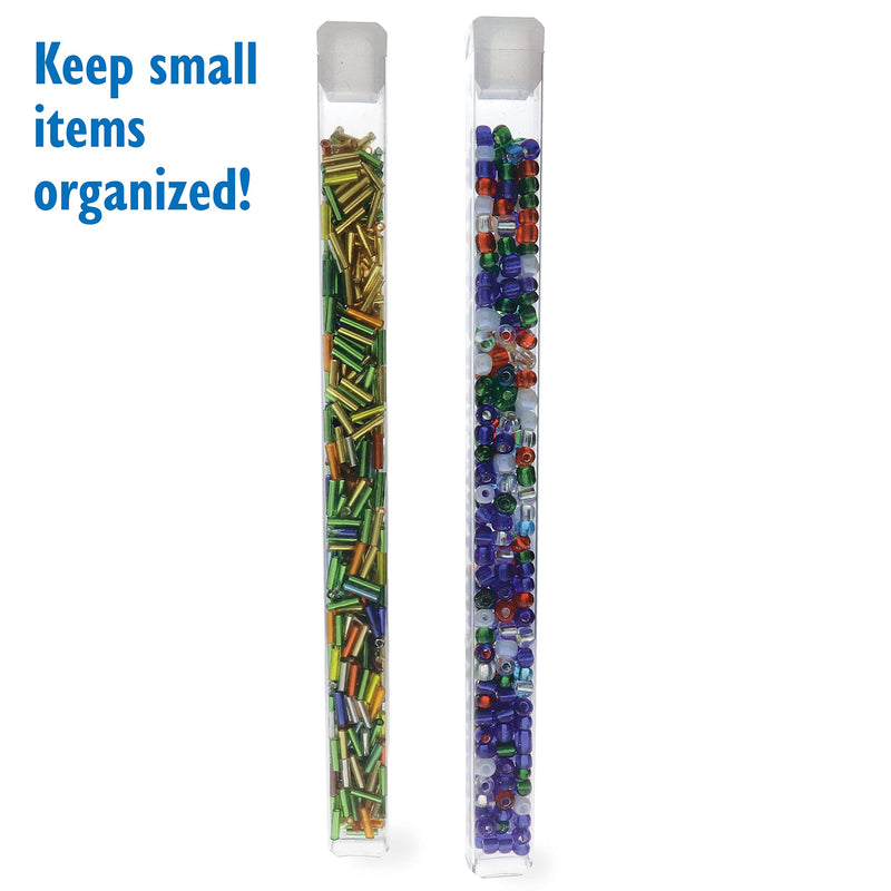 The Beadsmith Clear Plastic Tubes - 6 x .5 Inch Square Tubes - Flat Caps - Use for Beads, Bath Salts, Wedding & Party Favors, Home or Office Storage - Bag of 100 6" x .5" Square