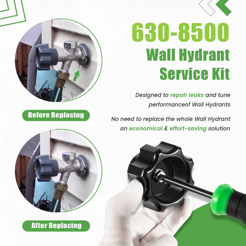 630-8500 Wall Hydrant Complete Service Kit - fit for Prier Mansfield Style 300/400/500 Wall Hydrants - for Diamond 300/400 Series Wall Hydrants - Superior for Outdoor Faucet Maintenance