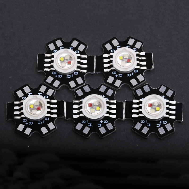 5Pcs 12W High Power Led Chip RGBW Multicolor 8 pins Super Bright Intensity Light with Aluminum Plate 20mm Star PCB Base Heat Sink for Floodlight(700mA,Red2.0-2.4V,Green/Blue/White3.0-3.4V) Rgbw&12w
