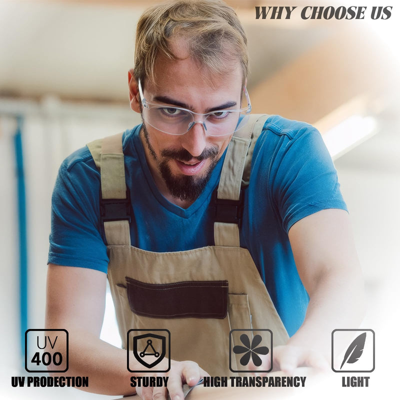 MIUSKATL Safety Glasses, ANSI Z87.1 Safety Resistant Scratch Men Women, Bulk Eye Protection for Work, Lab, Outdoors 52 Clear+grey
