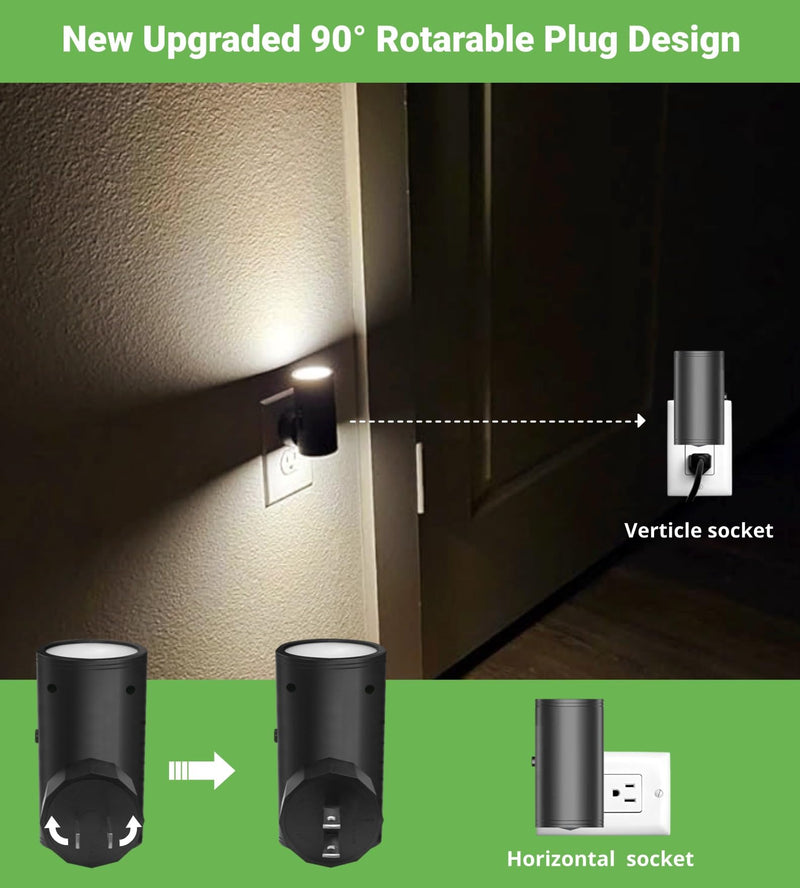 4 Pack LED Night Light, Plug Into Wall, Dusk to Dawn Sensor, Soft White 3000K,Uplight & Downlight, for Bedroom, Stairway, Hallway,Bathroom Dimmable 4PK-B