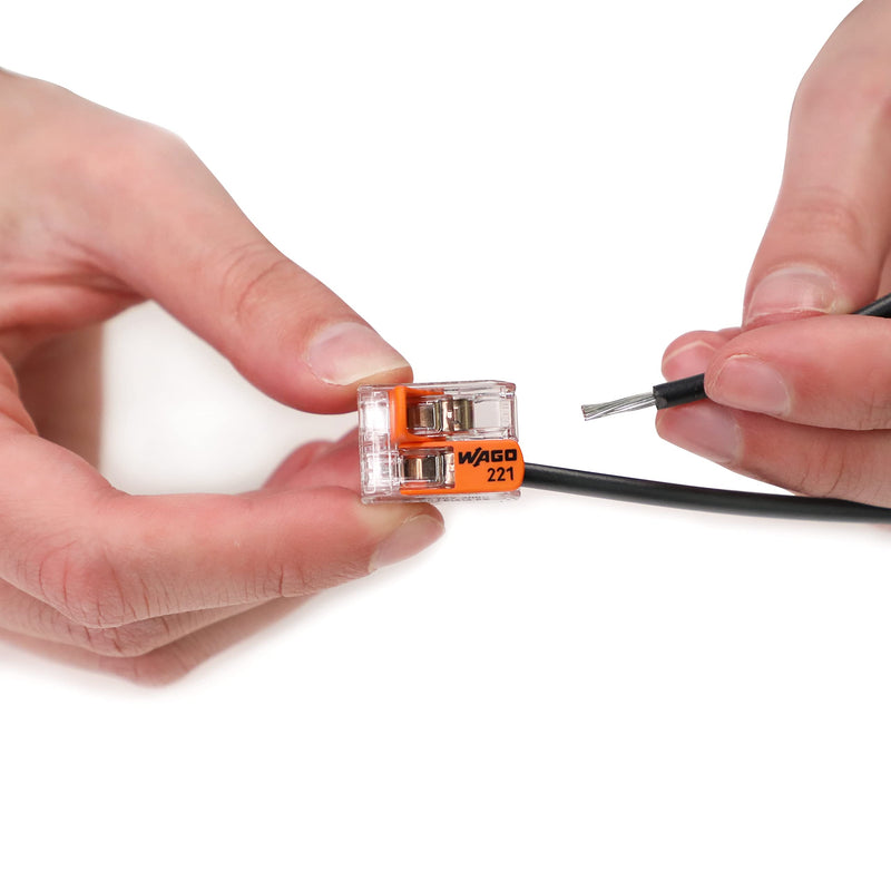 221-612 | WAGO Lever-NUTSsplicing Connector | for Solid and Stranded Conductors | 2-Conductor with Operating levers | 20-10 AWG | Transparent housing | [Box of 50 Pieces] Box