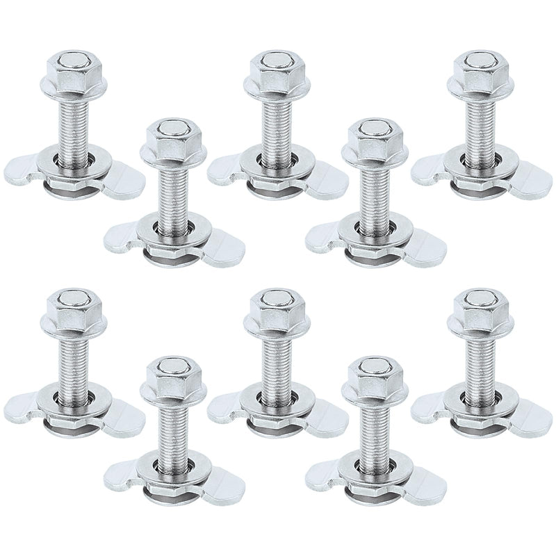 L Track Threaded Stud Fittings L-Track Threaded Double Stud Lug Fitting Tie Down, Used with L Track Rails for Truck Bed or Trailer Cargo Control, Pack of 10, Sliver Silver