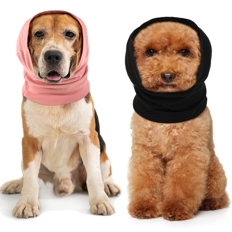 Frienda 2 Pcs Dog Ear Muffs Dog Calming Ear Cover Anxiety Relief Cover Face Neck Warmer Quiet Head Sleeves for Noise Bathing Grooming Drying(Medium,Black, Pink) Medium Black/Pink