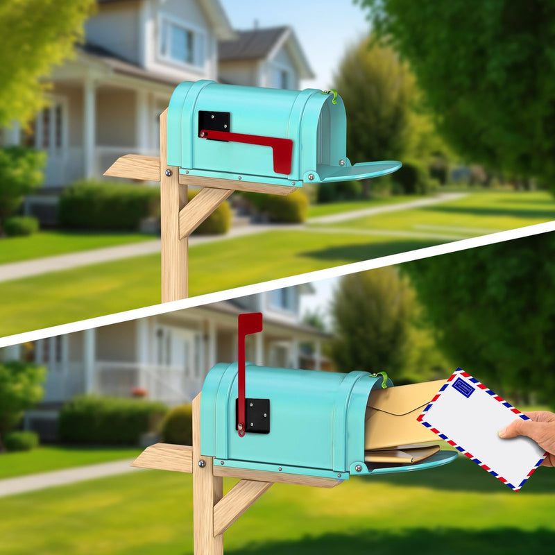 Merear Mailbox Flag Replacement Kit, Galvanized Steel Flag for Mailbox, Mailboxes Accessories, Two-Way Installation Methods for Wood, Wall, Metal, Stone, Mailbox Post-mount Flag