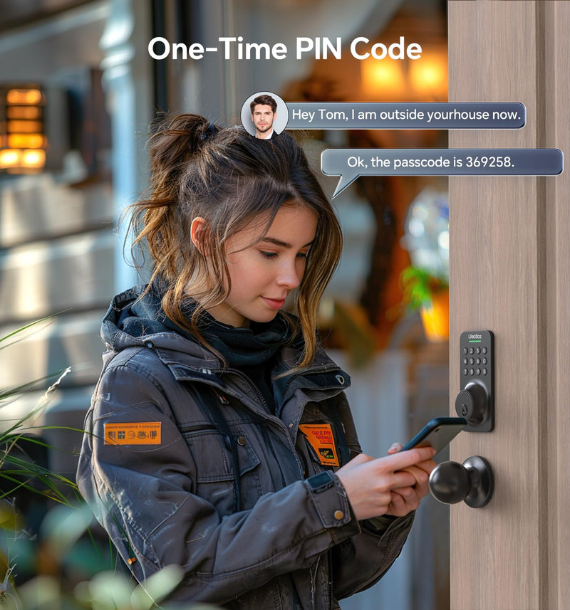Keyless Entry Keypad Deadbolt with Handle Set, Smart Lock, Auto-Lock + One-Touch Lock, 100 Codes + 15-Min Easy Install, Ideal for Airbnb/Homes/Offices, Fits U.S. Standard Front Doors, Black Matte Black