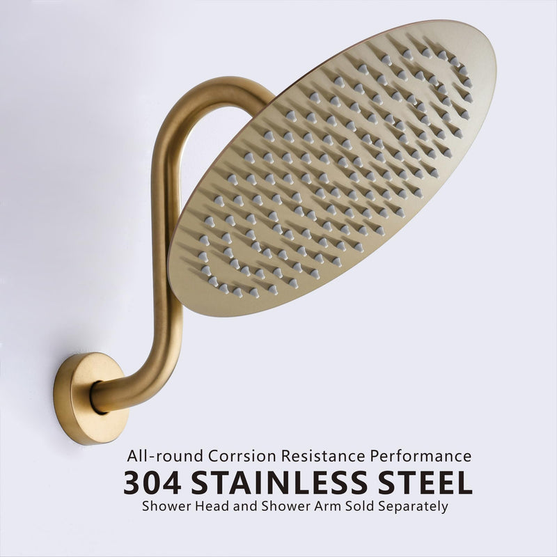 8 Inches S-shape Wall Mount Shower Arm and Flange, Champagne Bronze 8 inch