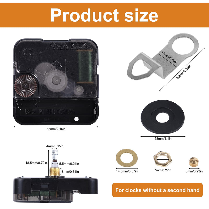 Quartz Clock 12888 Movement Replacement, Black Wall Clock Mechanism Replacement Clock Motor Battery Operated Wall Clock Repair Parts Kit for Wall Clock Without Second Hand & DIY