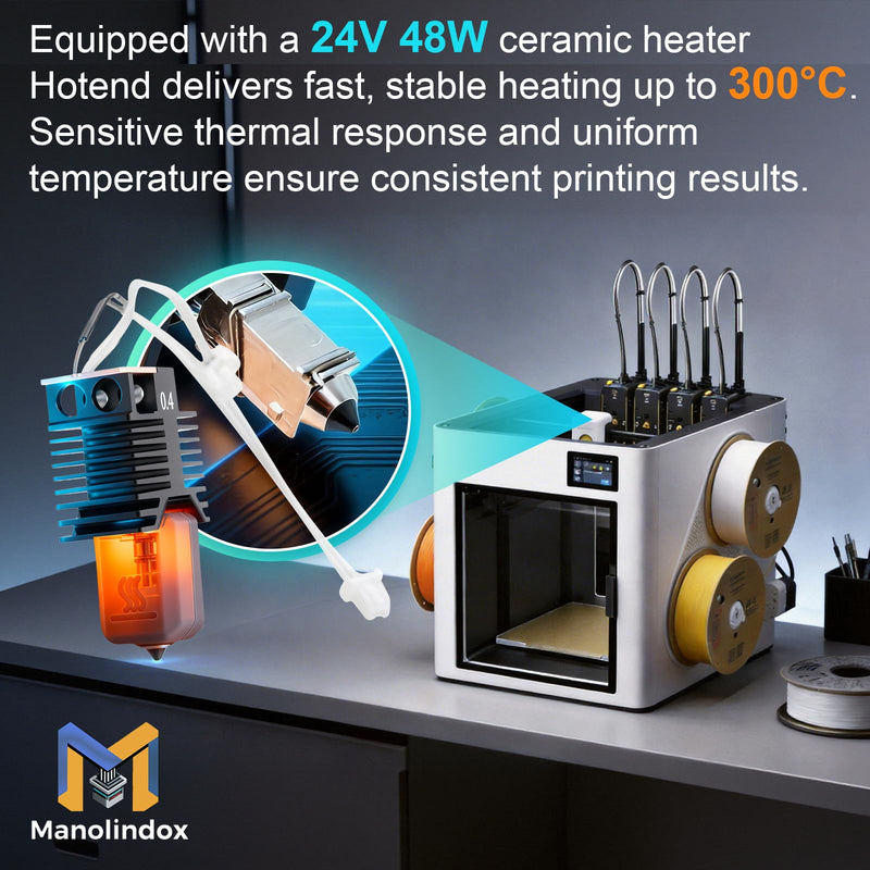 3Pcs 0.4mm U1 Hotend for Snapmaker U1 Hotend 24V 48W Ceramic Heating Block, with Brush and Cleaning Needle Silicone Socks and Kit Tools