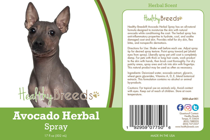 Healthy Breeds American Hairless Terrier Avocado Herbal Spray 17 oz
