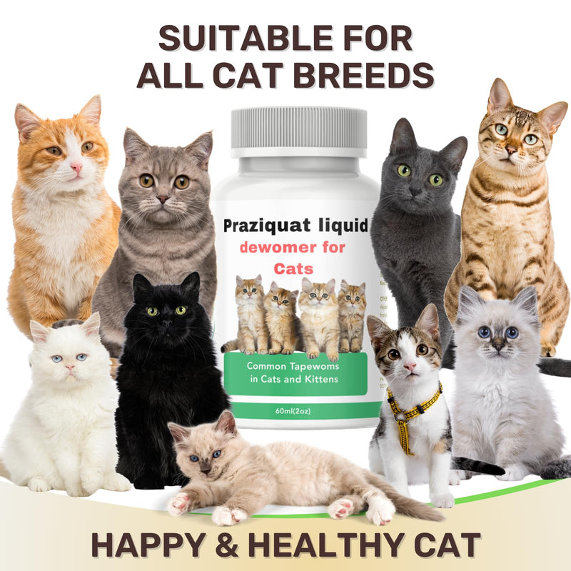 lvermect Liquid for Cats, Praziquat Dewomax, Kitten Gut Health, Promotes Immune & Digestive Support - 2oz, 60ml with 1ml Dropper