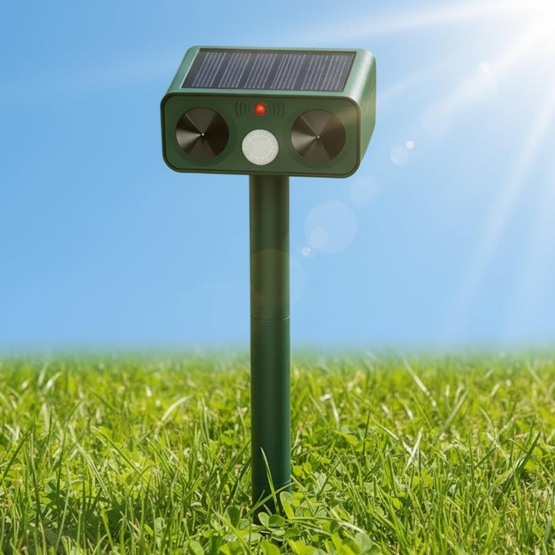 Upgraded Solar Ultrasonic Animal Deterrent, Deer Repellent Devices Waterproof, Cat Repellent Outdoor with Motion Detection Anti Barking Device, Animal Repeller for Yard