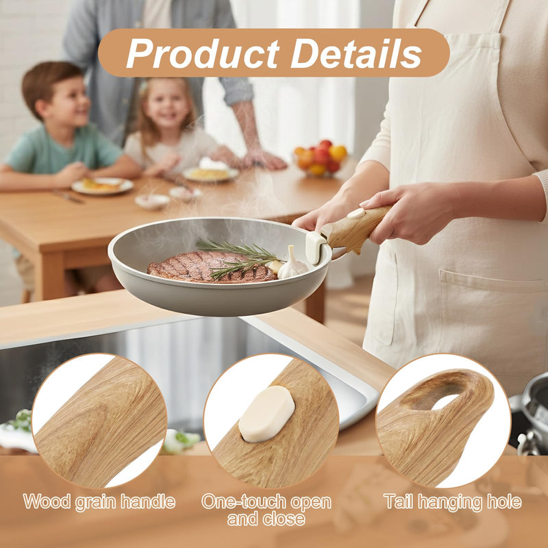 2 Pcs Replacement Handles for Pots and Pans, Universal Removable Wood Grain Pot Handle for All Cookware