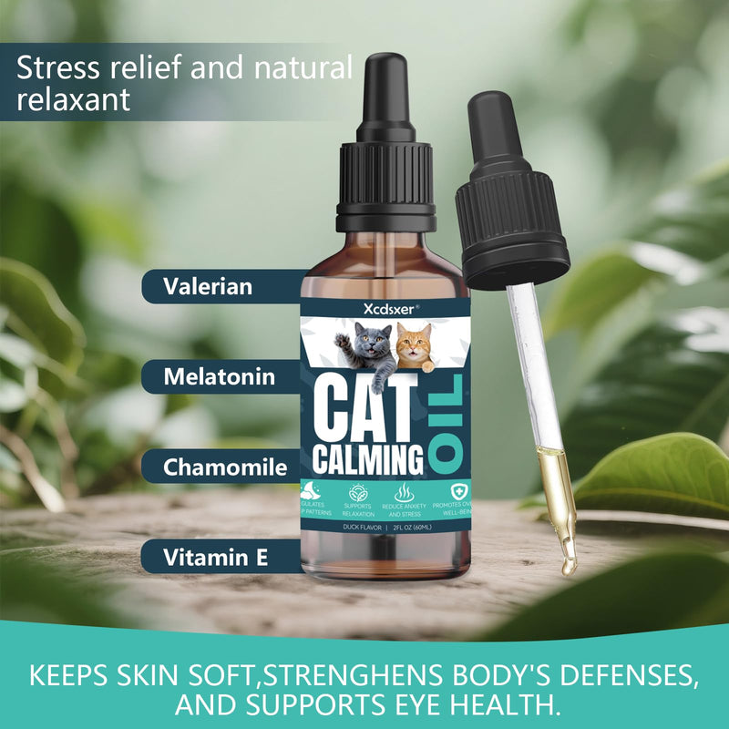 Cat Anxiety Relief Drops - Natural Stress Relief for Anxious Cats, Soothes Loud Noise & Separation Anxiety, Promotes Deep Sleep, Safe for All Breeds & Ages BROWN M1