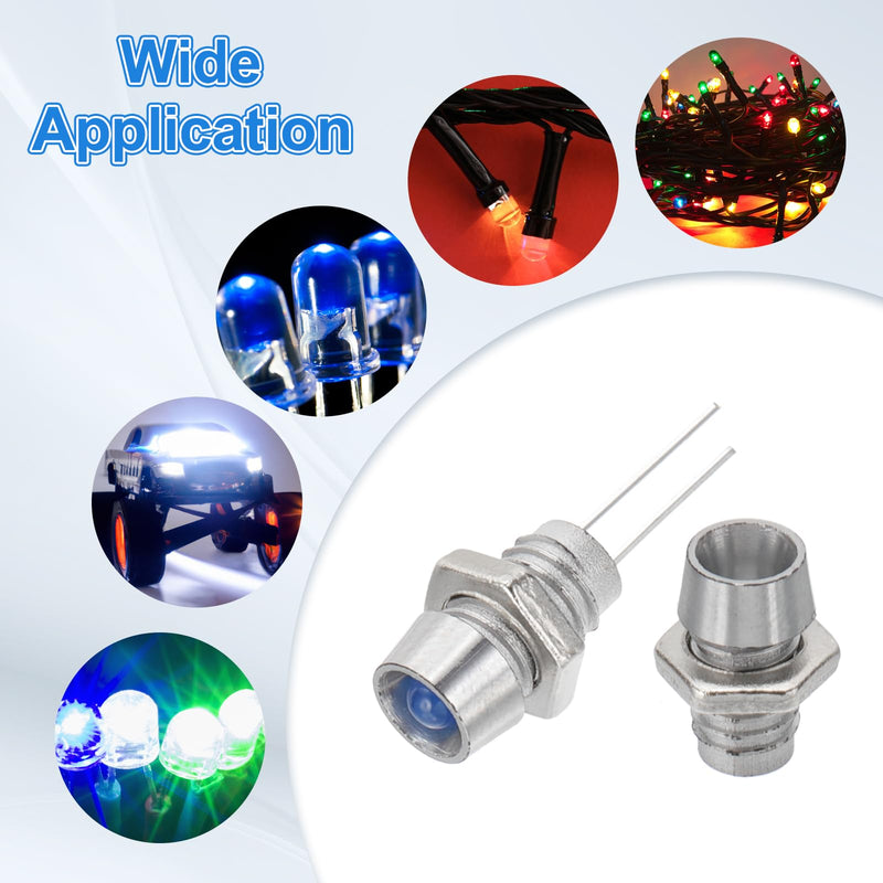 PATIKIL 3mm Emitting Diode Holder, 25 Pcs Plastic Chrome Plated LED Holder Clip Mounting Bracket Socket Cap Nuts for Lamp Bulb Bezel Mount Panel LED Display, Silver