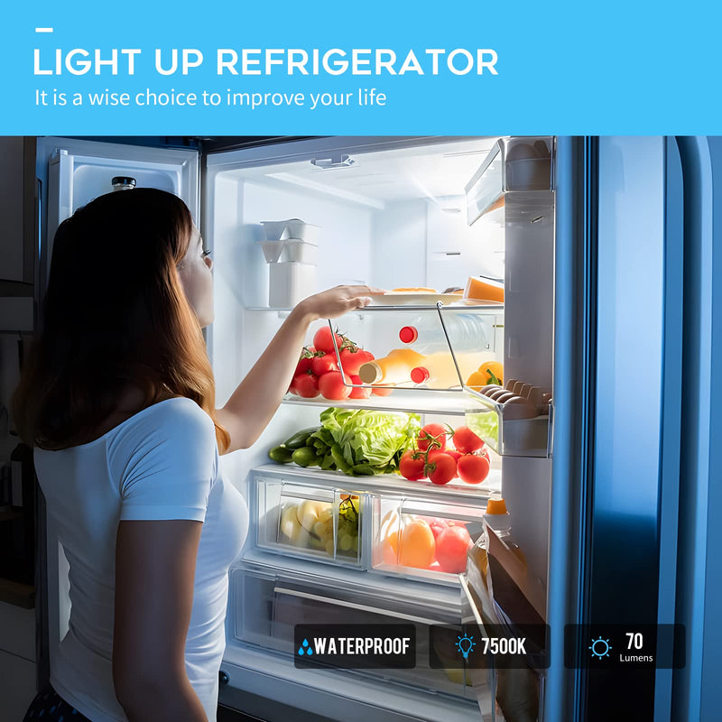 New Upgraded WR55X11132 Refrigerator Bulb Light Replacement Led Compatible WR55X25754 WR55X26486 WR55X30602 EAP12172918 4590213 AP6261806 PS12172918, No-Include Plastic Cover, Waterproof, 5PCS in One