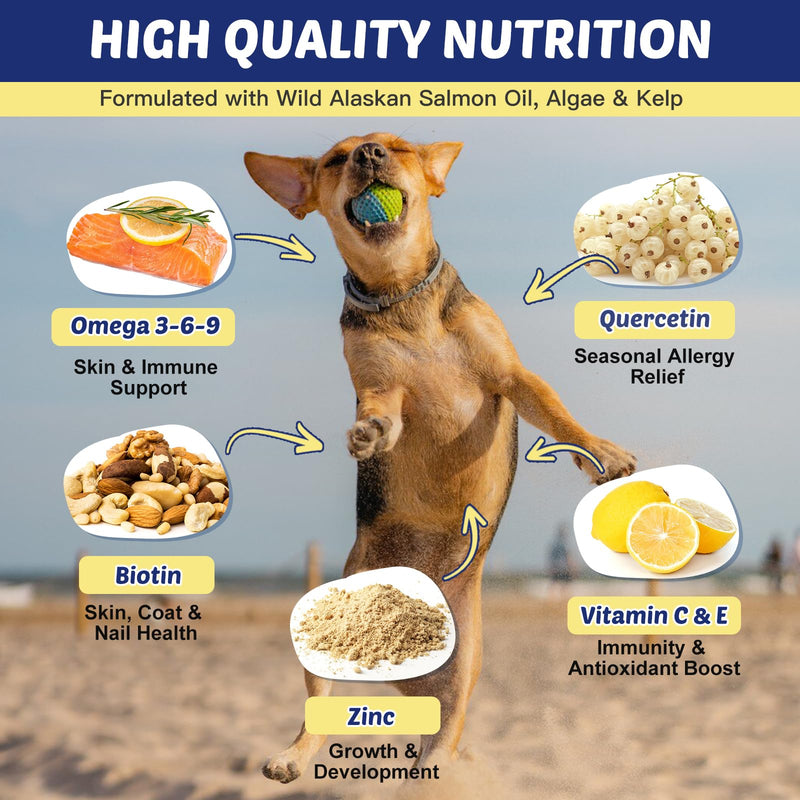 ZEBORA Salmon Oil & Glucosamine for Dogs, Omega 3 Fish Oil for Dogs Skin and Coat