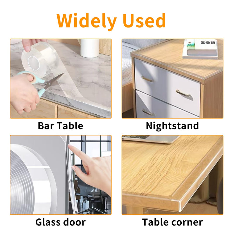 1.57 in x 9.84 FT,Clear Edge Protector Strip Sharp Edge Wrap Cover Tape,Self Adhesive Protective Bumper Guards for Cabinet Door Desk Glass Table Bed Furniture, Kitchen Countertop, Waterproof 1.57in x 9.84FT