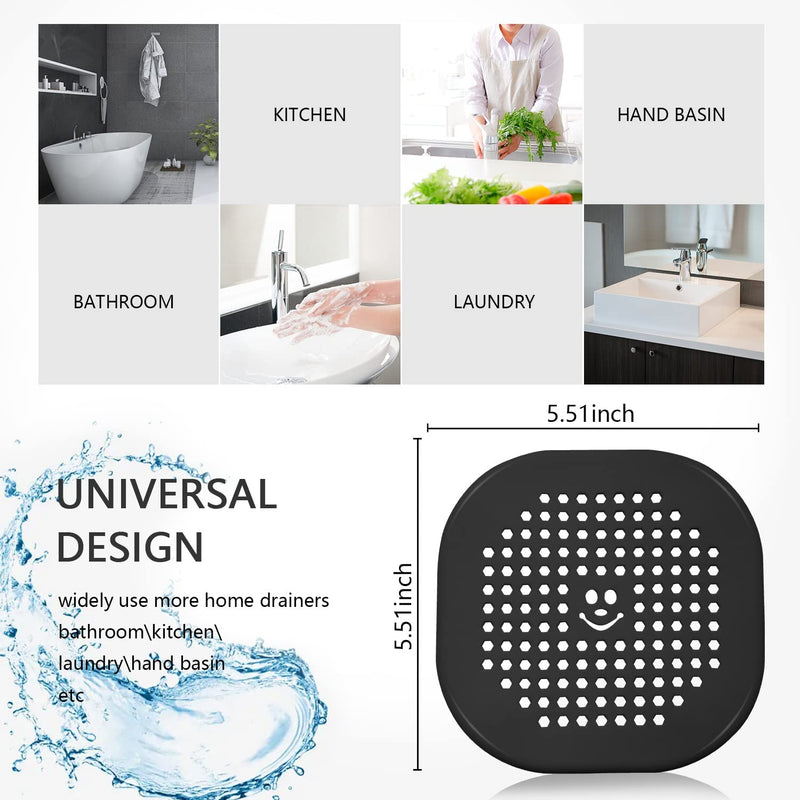 2 Pack Drain Hair Catcher Silicone Bathroom Accessories Shower Drain Protector Sink Drain Strainer Hair Stopper for Shower Kitchen Bathroom Tub Grey Gray