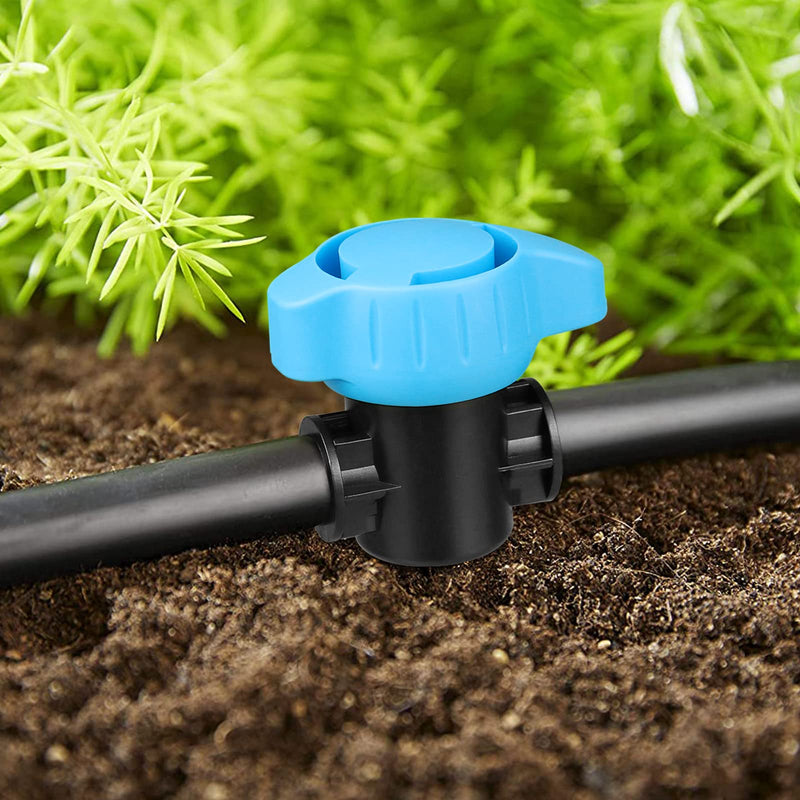 6 Pack Drip Irrigation 1/2 inch Barbed Valve, Drip Line Parts 1/2" Shut Off Valve Fits for 1/2 Inch Drip Irrigation Tubing (.570-.620" ID) for Drip or Sprinkler Systems 6P Valve