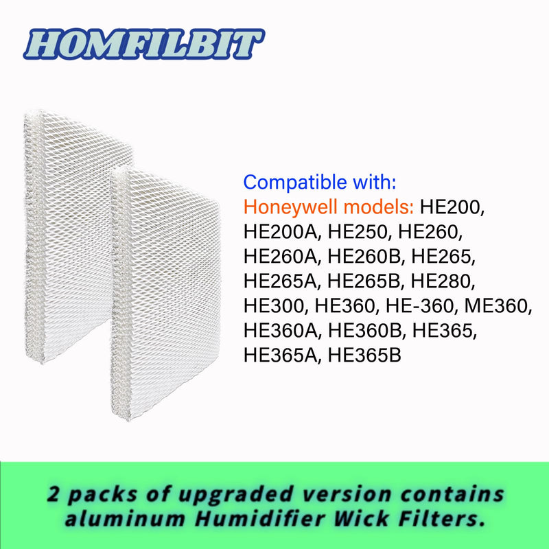 Replacement HC26P Humidifier Wick Filters Compatible with Honeywell HE200 HE250 HE260 HE265 HE280 HE300 HE360 HE365, Contains two layers of aluminum foil, 2 Pack