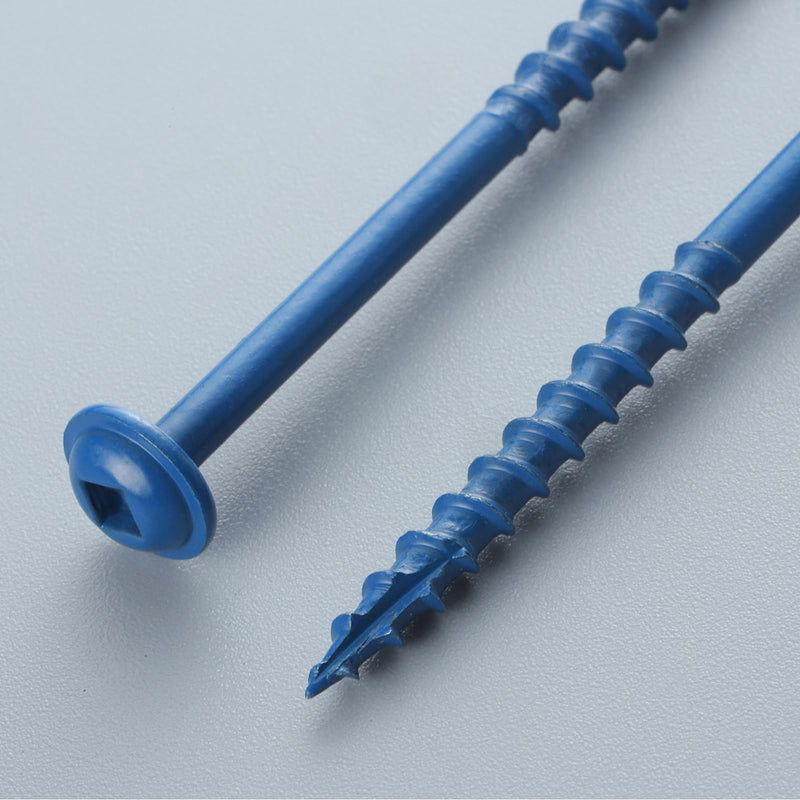 Pocket Hole Screws 1 1/4 Inch, 150Pcs, Anti-Rust Blue Coated Pocket Screws #8 x 1-1/4", Exterior Wood Screws, Coarse Thread, Washer Head Square Drive, Self-Tapping Tip, with Drive Bit #8 x 1-1/4" 150