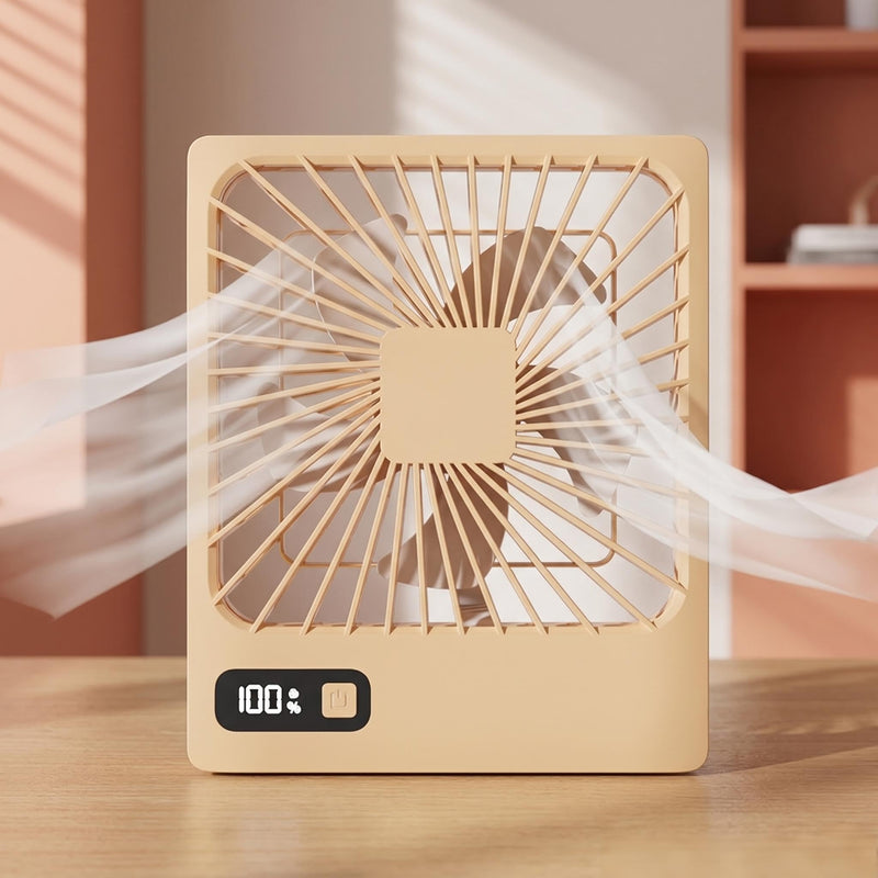 Portable Desk Fan, Small USB Rechargeable Fan with LED Display, 5 Speeds, Foldable Personal Fan for Office Home Travel Gift for women (Pink) Pink