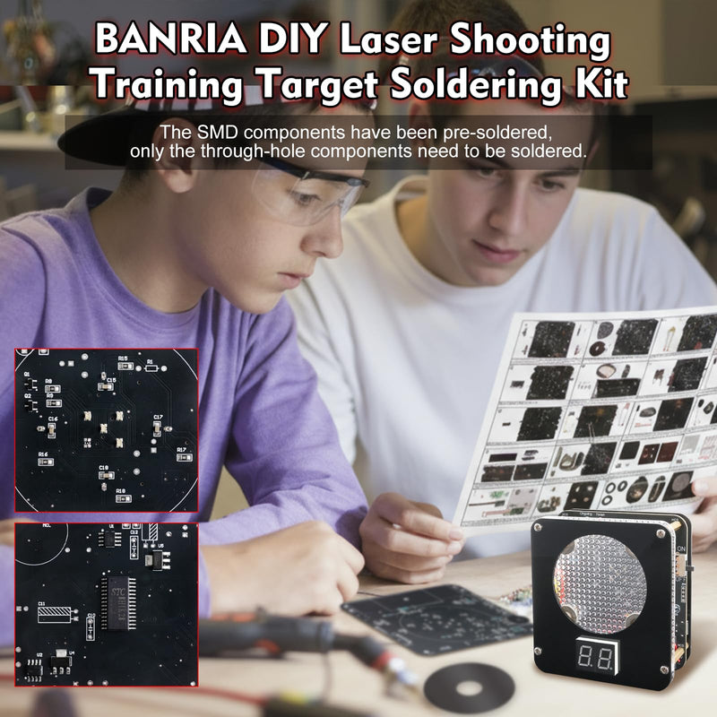 DIY Laser Target Soldering Kit, Build Your Own Electronic Shooting Game with Digital Score Counter, STEM Light Sensor Soldering Project with Adjustable Volume & Brightness,Father's Day Present