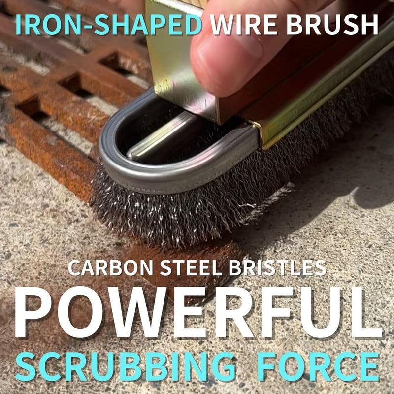 Iron-Shaped Steel Wire Brush, high-Hardness Steel Wire Suitable for Heavy-Duty Cleaning, Rust Removal, Scraping, and polishing on Hard Surfaces. Carbon Steel bristles