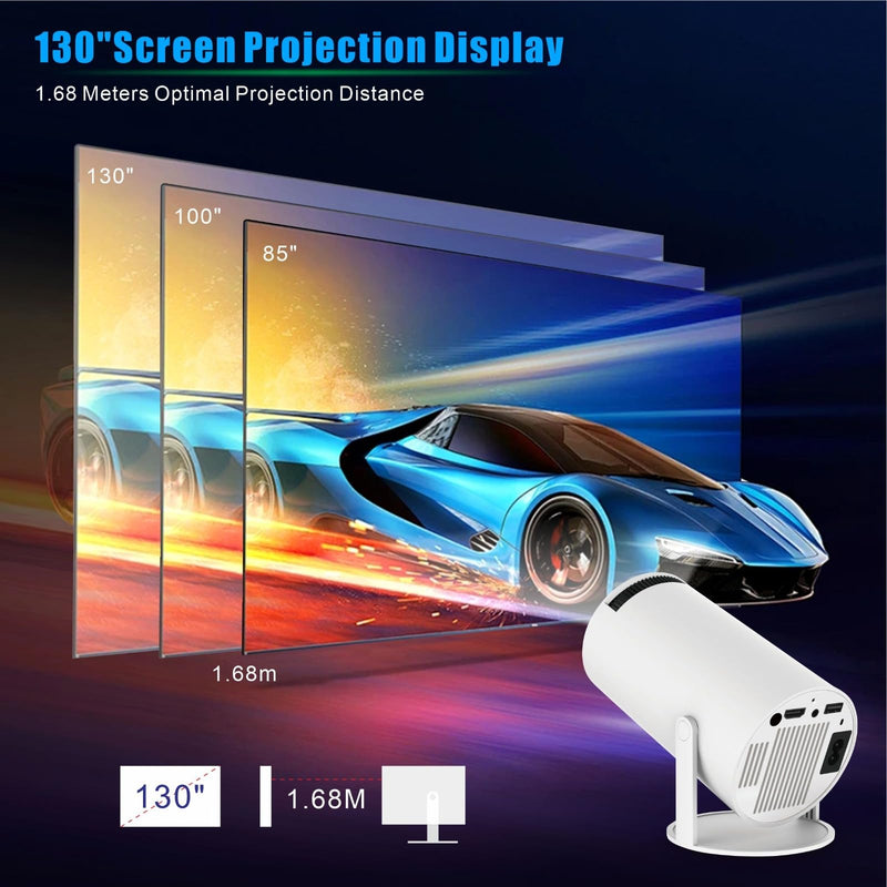 Mini Projector for Books with WiFi & Bluetooth, 4K HD, 200 ANSI, Portable Projector for Reading, Gaming, Bedroom & Outdoor Movies, Auto Keystone, 180° Rotation, Compatible with iPhone/Android/PC/HDMI