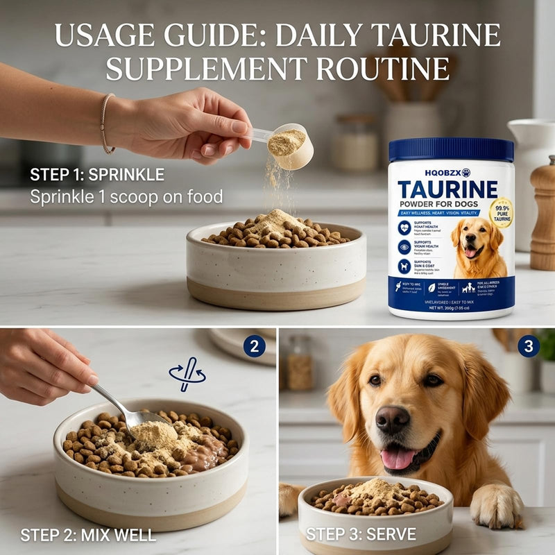 Taurine Powder for Dogs – Supports Heart, Vision, Energy, Skin & Coat Health, Easy to Mix in Food, 200g