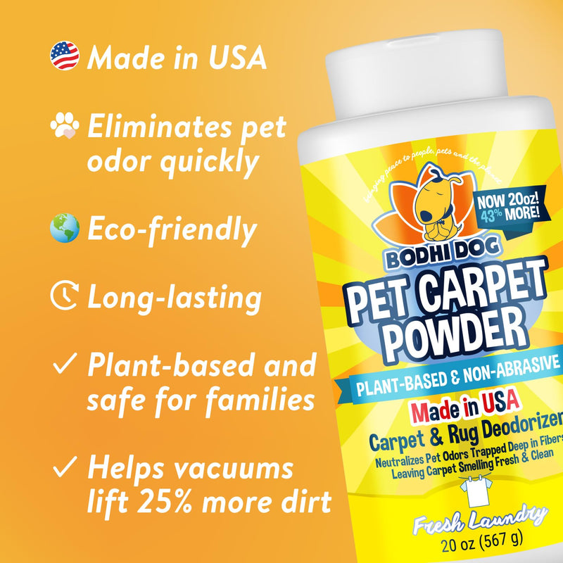 Bodhi Dog Pet Carpet Powder - Fresh Linen 20oz + Not Here Spray! 32oz Bundle