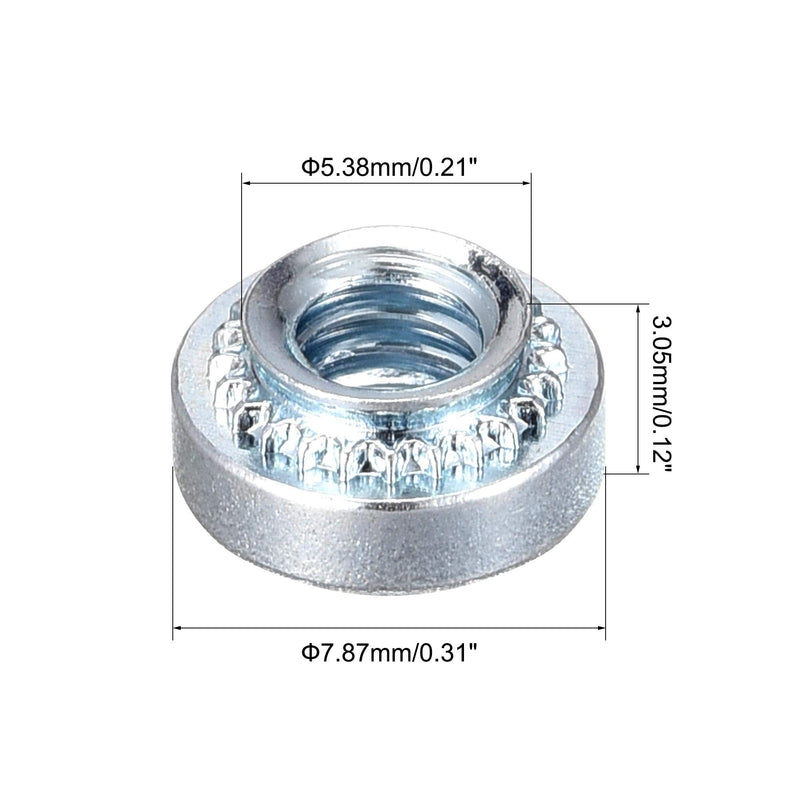 uxcell Self -Clinching Nuts,#8-32 x 0.12-Inch Carbon Steel with Zinc Plating Rivet Nut Round Head Steel Metal Sheet Mounting Hardware Fastener 50pcs #8-32x3.05mm