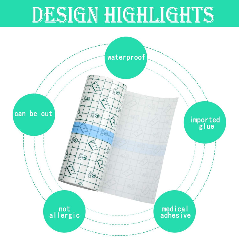 Transparent Dressing Adhesive Bandage Waterproof Bandage Clear Adhesive Bandages Stretch Tape for Tattoos Swimming (6 Inch x 5.47 Yard) 6x196.92 Inch (Pack of 1)
