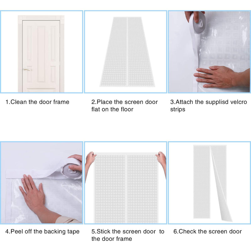 Insulated Curtain, Thermal Magnetic Self-Sealing EVA Screen Keep Cold Out, Auto Closer for Kitchen, Patio, Air Conditioner Room, Hands Free, Fits Doors up to 34" x 80", White Fit Door Size up to 34" x 80"