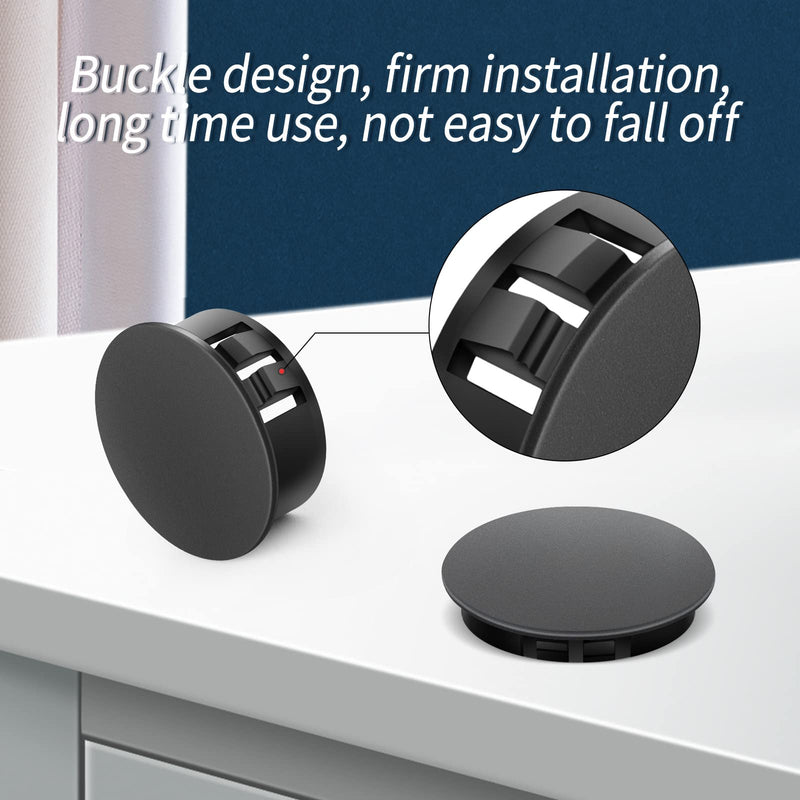 100PCS 1/2" Black Plastic Plugs Hole, Round PA66 Plug Furniture Hole Decorative Cover 1/2"
